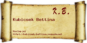 Kubicsek Bettina névjegykártya